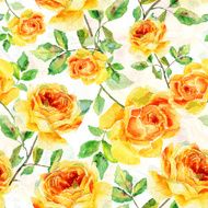 Seamless pattern of watercolor yellow roses