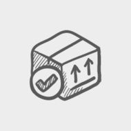 Box with validation mark sketch icon