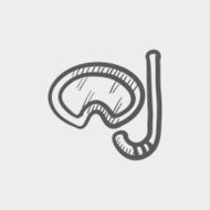 Mask and snorkel for snorkelling sketch icon