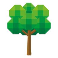 Low Poly Style Tree Isolated On White Background
