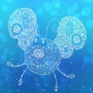 Starry butterfly silhouette on blue