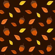 fall autumn colorful background with acorns seamless pattern illustration