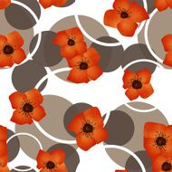 Seamless orange flowers pattern with circles background