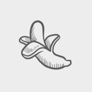 Peeled banana sketch icon