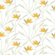 bird of the paradise flowers seamless pattern