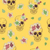special seamless pattern with skull and flowers