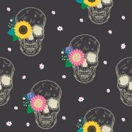 special seamless pattern with skull and flowers N2