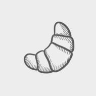 Delicious bake croissant sketch icon