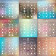 White icons new year on a blurred background