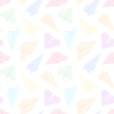 Seamless pattern with colored paper planes