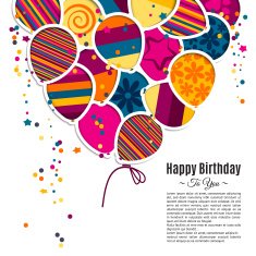 Birthday card with balloons in the style of cutouts