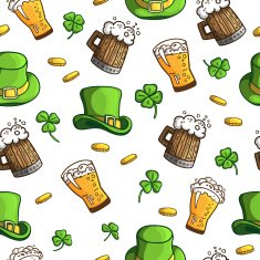 Seamless pattern with objects St Patrick's Day Holiday items Vector