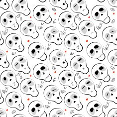 Seamless pattern skulls with hearts