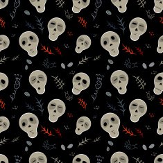 Seamless pattern skulls on a black