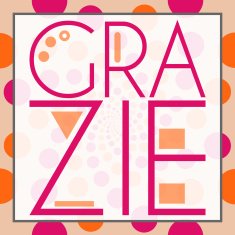 Grazie Text Peach Pink Background Square