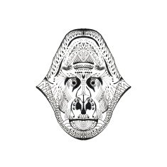 Zentangle stylized monkey head N2