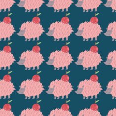 Forest friends collection Lovely hedgehog carrying an apple N2
