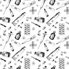 Seamless pattern with different medicine items N3