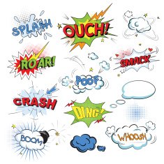 Comic colored speech bubbles in pop art style