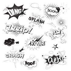 Comic black speech bubbles in pop art style N2