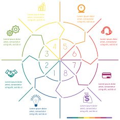 Infographic circle colourful lines eight positions N2