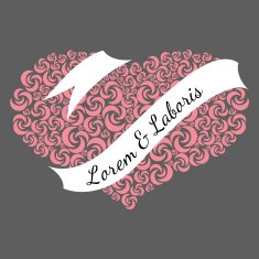 heart made of roses with curly light ribbon