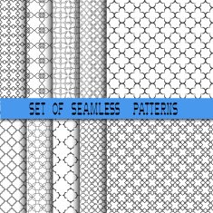 Set of ten arabic monochrome seamless patterns