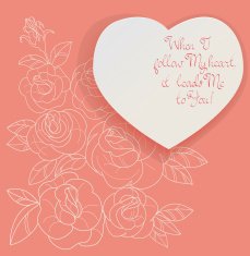 Vintage card roses bouquet romantic quotes N8