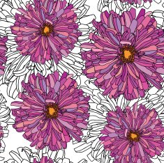 Seamless pattern with flowers chrysanthemums