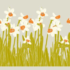Seamless pattern with narcissus flowers N8