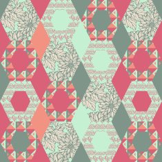 colorful abstract geometric shapes with floral elemen N2