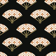 seamless japanese floral fan pattern N2