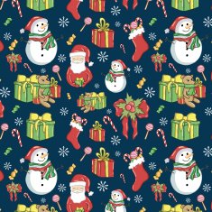 Merry Christmas seamless pattern with Santa Claus