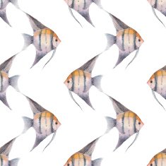 calare Watercolor fish Vector seamless pattern 1