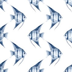 Scalare Watercolor fish Vector seamless pattern 3