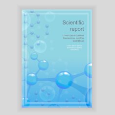 Scientific report Banner with text Biology and medicine pattern molecular