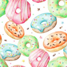 Watercolor pattern with donuts