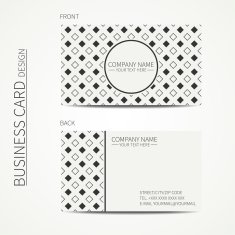 Geometric monochrome business card template with square pattern