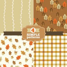 Set of simple patterns with autumn trees