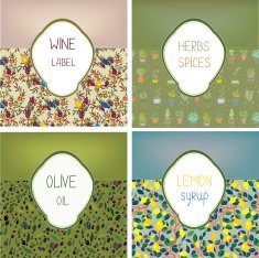 Food labels set design with patterns -