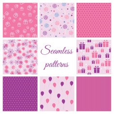 Set of seamless patterns for birthday