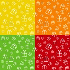Set of seamless patterns with gift boxes