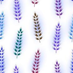 Seamless background with purple ornament Gzhel style Spikelet