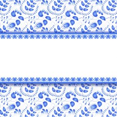 Seamless floral background with a field for the text Gzhel