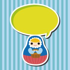 Matryoshka Russian traditional wooden doll vector pattern el N135