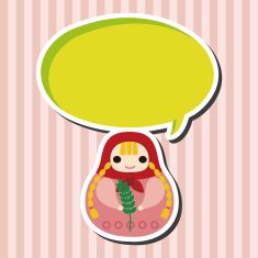 Matryoshka Russian traditional wooden doll vector pattern el N137