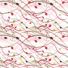 Floral seamless pattern Abstract waves with leaves eco nature background N8