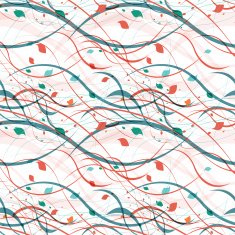 Floral seamless pattern Abstract waves with leaves eco nature background N14