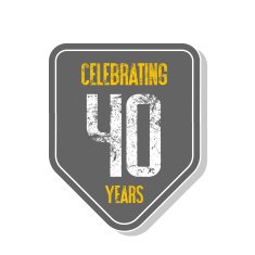"Celebrating 40 years" banner