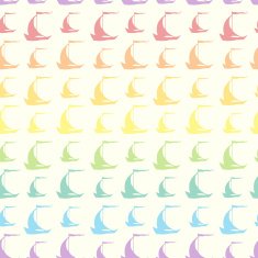 Seamless pattern with sailing ships on waves